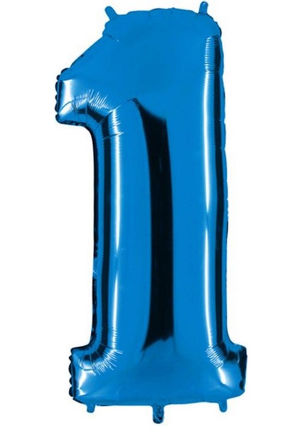 - 16 Inç 1 Rakamı Folyo Balon Mavi 40 cm Sptgl