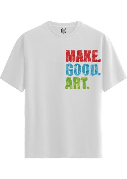 Make Good Art - %100 Pamuklu Erkek Beyaz Tişört - Premium Quality