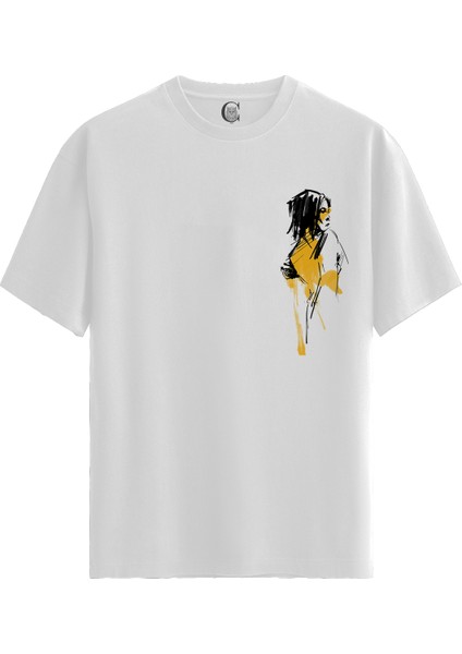 Yellow Glance - %100 Pamuklu Kadın Beyaz Tişört - Premium Quality
