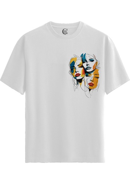 Faces Within - %100 Pamuklu Kadın Beyaz Tişört - Premium Quality