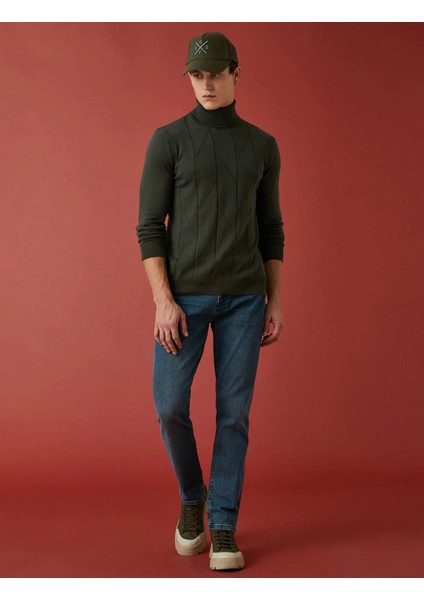 Straight Fit Premium Mark Koyu Indigo Erkek Jean Pantolon 6WAM40068ND