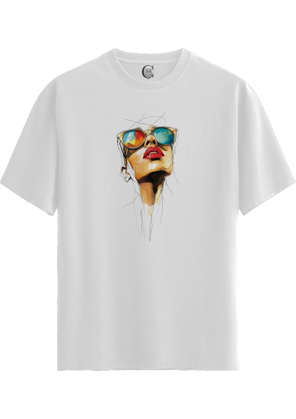 Sunset Vision - %100 Pamuklu Kadın Beyaz Tişört - Premium Quality
