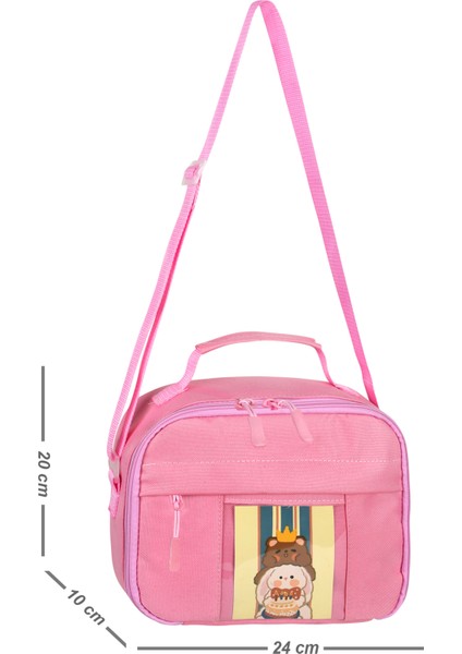 Waddell Kawaii Tarzı Aksesuarlı Çocuk Beslenme Çantası Pembe- Isı Yalıtımlı Termoslu Kız Çocuk Erkek Çocuk Beslenme Çantası