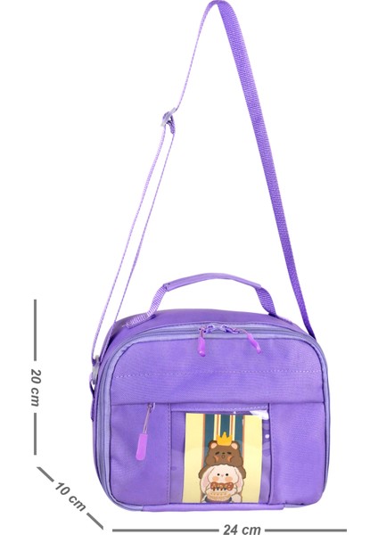 Waddell Kawaii Tarzı Aksesuarlı Çocuk Beslenme Çantası Mor- Isı Yalıtımlı Termoslu Kız Çocuk Erkek Çocuk Beslenme Çantası