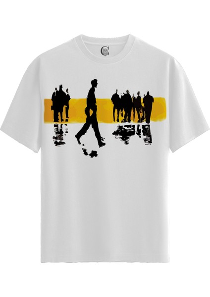 Walk Alone - %100 Pamuklu Erkek Beyaz Tişört - Premium Quality