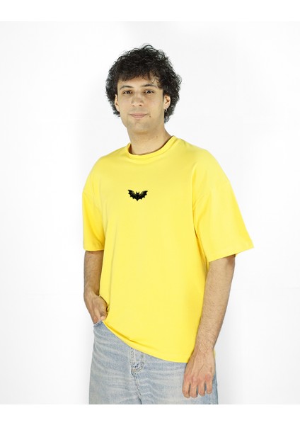 Nocturnis | Sarı Renk Baskılı Erkek T-Shirt | Oversize fırsatları