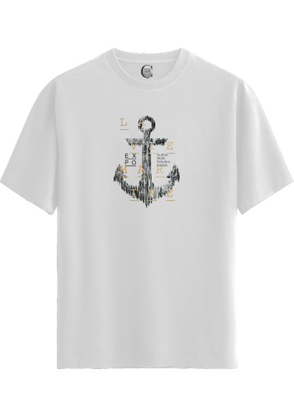 Deep Anchor - %100 Pamuklu Erkek Beyaz Tişört - Premium Quality