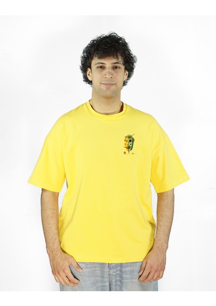 Facia Machina | Sarı Renk Baskılı Erkek T-Shirt | Oversize fiyatları