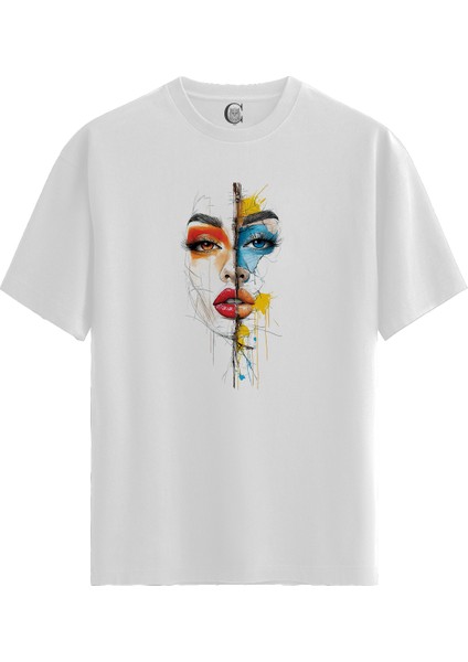 Dual Essence - %100 Pamuklu Kadın Beyaz Tişört - Premium Quality