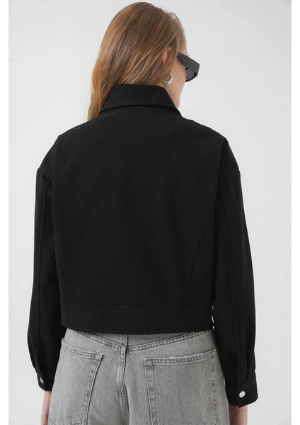 Kaşe Siyah Kadın Ceket 0717 fırsatları