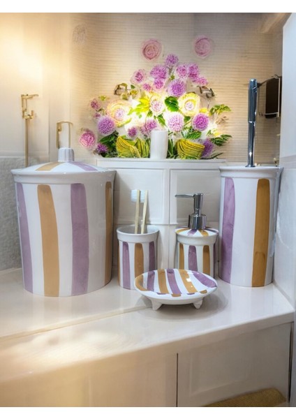 Daran Collection Retro Desen 5li Banyo Seti