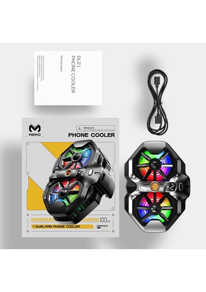 Memo DL21 Yükseltilmiş Çift Fan LED Ekranlı Oyun Cep Telefonu Soğutucu Influencer Yayıncılara Özel