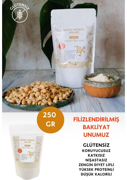 Organik Glutensiz Nohut Filizi Unu 250 gr