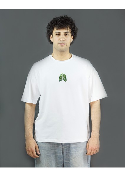 Sylvanea | Beyaz Renk Baskılı Erkek T-Shirt | Oversize fiyatları