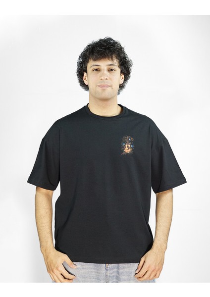 Naturcord | Siyah Renk Baskılı Erkek T-Shirt | Oversize fiyatları