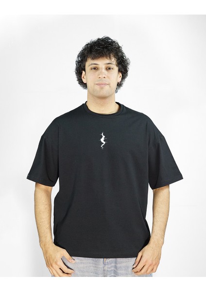 Fissuraxis | Siyah Renk Baskılı Erkek T-Shirt | Oversize fiyatları