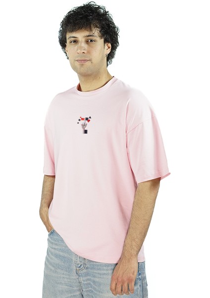 Fingard | Pembe Renk Baskılı Erkek T-Shirt | Oversize fırsatları