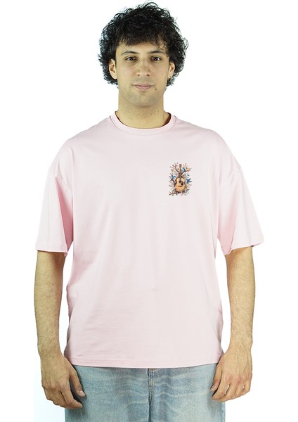 Naturcord | Pembe Renk Baskılı Erkek T-Shirt | Oversize fiyatları