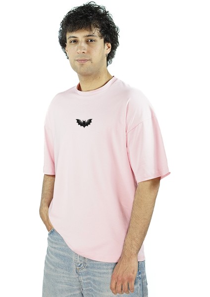 Nocturnis | Pembe Renk Baskılı Erkek T-Shirt | Oversize fırsatları