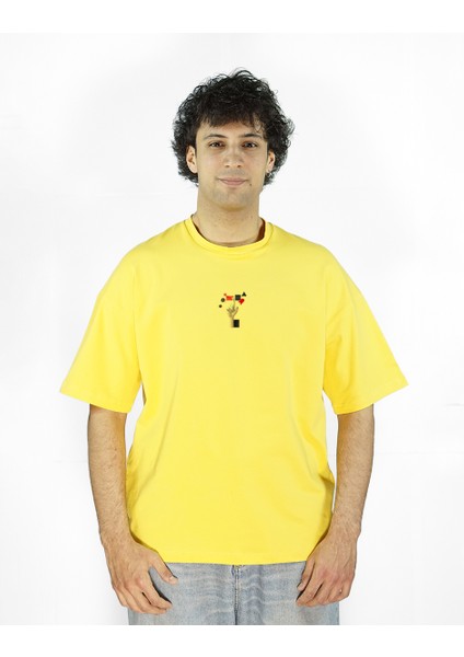 Fingard | Sarı Renk | Baskılı Erkek T-shirt | Oversize fiyatları