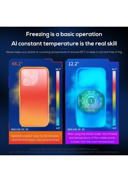 Memo CX10 Aı Modları Oyun Soğutucu Hızlı Buzlanma Rgb Özellikli Cep Telefonu Soğutucu