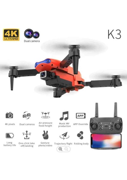 C5 Drone Kameralı Katlanabilir Quadcopter | Hd Çift Kamera, Sensörlü, Uzaktan Kumandalı