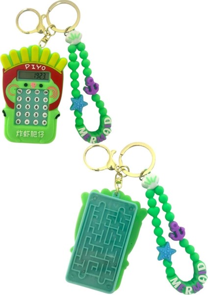 Hesap Makineli ve Labirent Oyunlu Silikon Anahtarlık Çanta Süsü