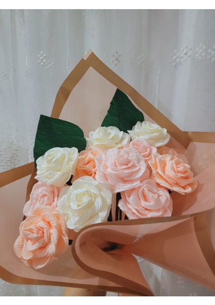 Gül Buketi, Italyan Krapon Kağıdıyla Yapılmış Gül Buketi, Anneler Günü Sevgililer Günü, Özel Günler Hediye Yapay Çiçek, Gift And Flowers fiyatları