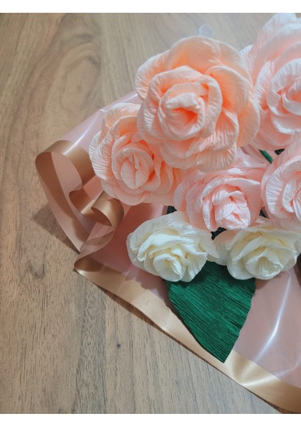Gül Buketi, Italyan Krapon Kağıdıyla Yapılmış Gül Buketi, Anneler Günü Sevgililer Günü, Özel Günler Hediye Yapay Çiçek, Gift And Flowers modelleri