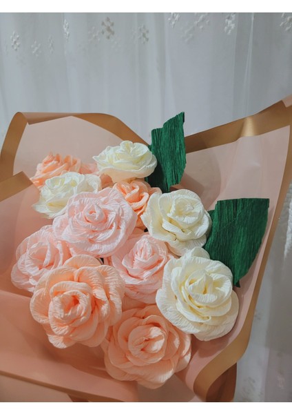Gül Buketi, Italyan Krapon Kağıdıyla Yapılmış Gül Buketi, Anneler Günü Sevgililer Günü, Özel Günler Hediye Yapay Çiçek, Gift And Flowers fırsatları