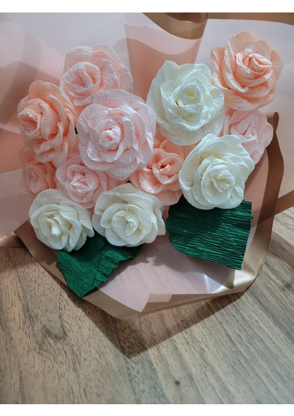 Gül Buketi, Italyan Krapon Kağıdıyla Yapılmış Gül Buketi, Anneler Günü Sevgililer Günü, Özel Günler Hediye Yapay Çiçek, Gift And Flowers indirimleri