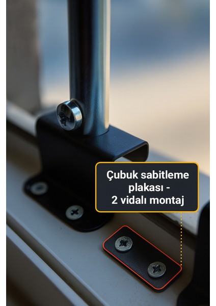 Portatif Pencere Korkuluğu-Pencere Güvenlik Sistemleri 5 Çubuklu-Dikey-Yarım Kapama- Gri Antrasit-