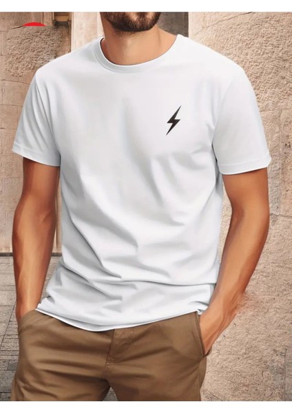 Unisex Pamuklu Sihirli Çizgi Ön Baskılı Tasarım Tshirt