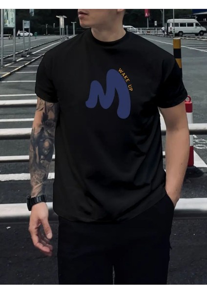 Unisex Pamuklu Wake Up Ön Baskılı Tasarım Tshirt fiyatları