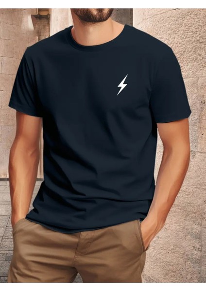 Unisex Pamuklu Sihirli Çizgi Ön Baskılı Tasarım Tshirt