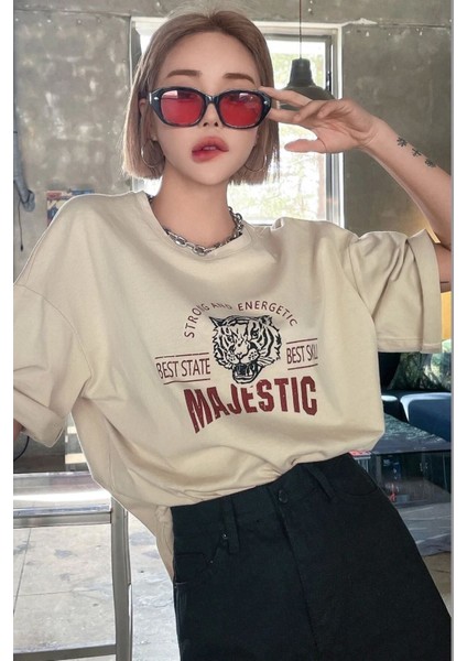 Unisex Majestic Baskılı Tasarım Tshirt