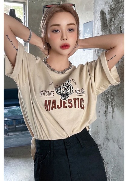 Unisex Majestic Baskılı Tasarım Tshirt modelleri