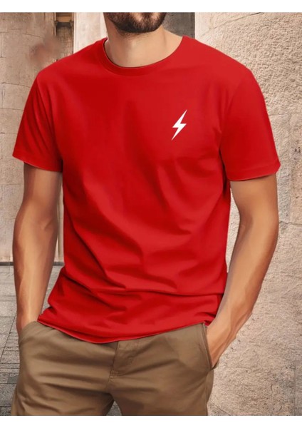 Unisex Pamuklu Sihirli Çizgi Ön Baskılı Tasarım Tshirt