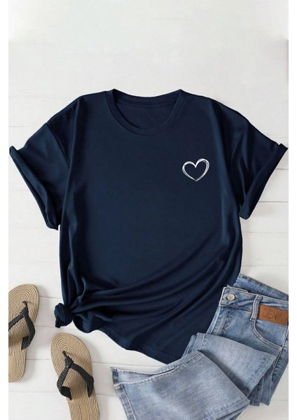 Unisex Hearts Baskılı Tasarım Tshirt
