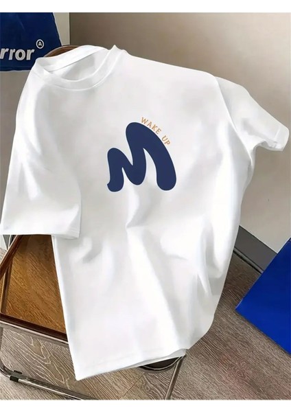 Unisex Pamuklu Wake Up Ön Baskılı Tasarım Tshirt