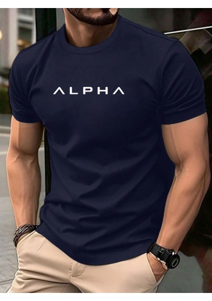 Unisex Alpha Ön Baskılı Tasarım Tshirt