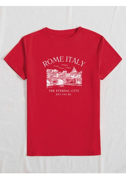Unisex Italyan Skyline Özel Tasarım Ön Baskılı Tasarım Tshirt fırsatları