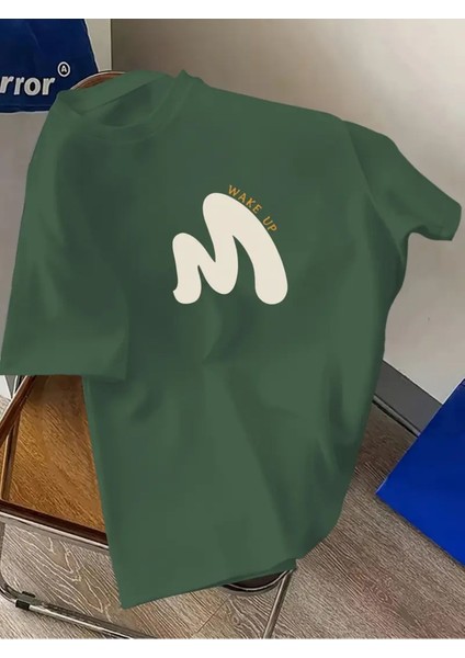 Unisex Pamuklu Wake Up Ön Baskılı Tasarım Tshirt