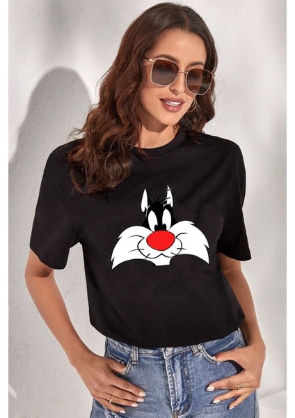 Unisex Sylvester Baskılı Tasarım T-Shirt