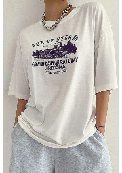 Unisex Age Of Steam Baskılı Tasarım Tshirt