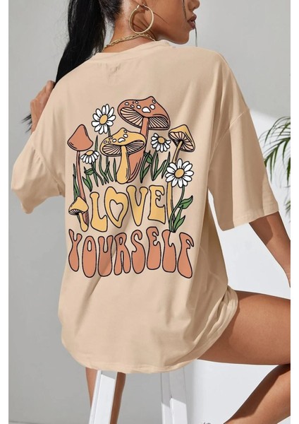Unisex Love Yourself Sırt Baskılı Tasarım T-Shirt