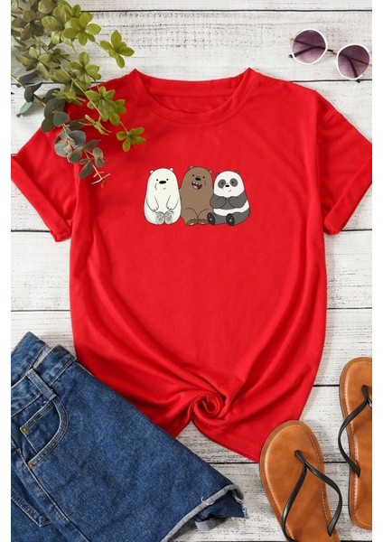 Unisex Kafadar Ayılar Baskılı Tasarım Tshirt