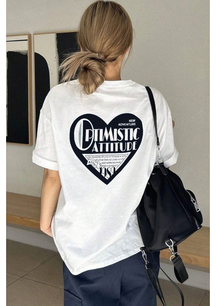 Unisex Optimistic Baskılı Tasarım Tshirt