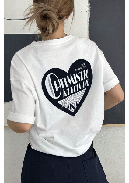 Unisex Optimistic Baskılı Tasarım Tshirt