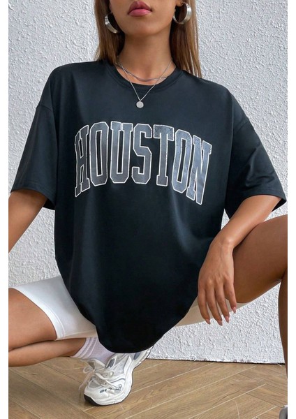 Unisex Houston Baskılı Tasarım Tshirt